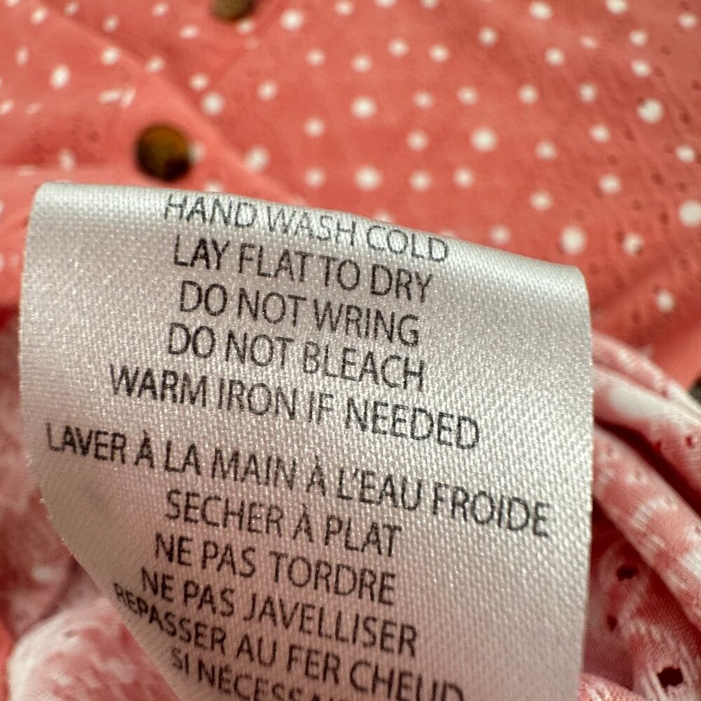 Belle By Belldini Peplum Top Polka Dots Peachy Pink Round Neck Wide Short Sleeve - Picture 5 of 8